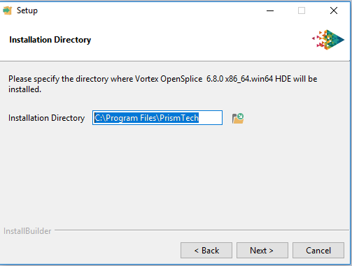 OpenSplice installer choosing the directory