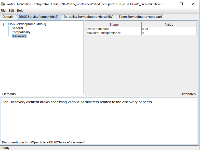 screen shot showing how to set MaxAutoPariticpantIndex in the opensplcie configuration tool